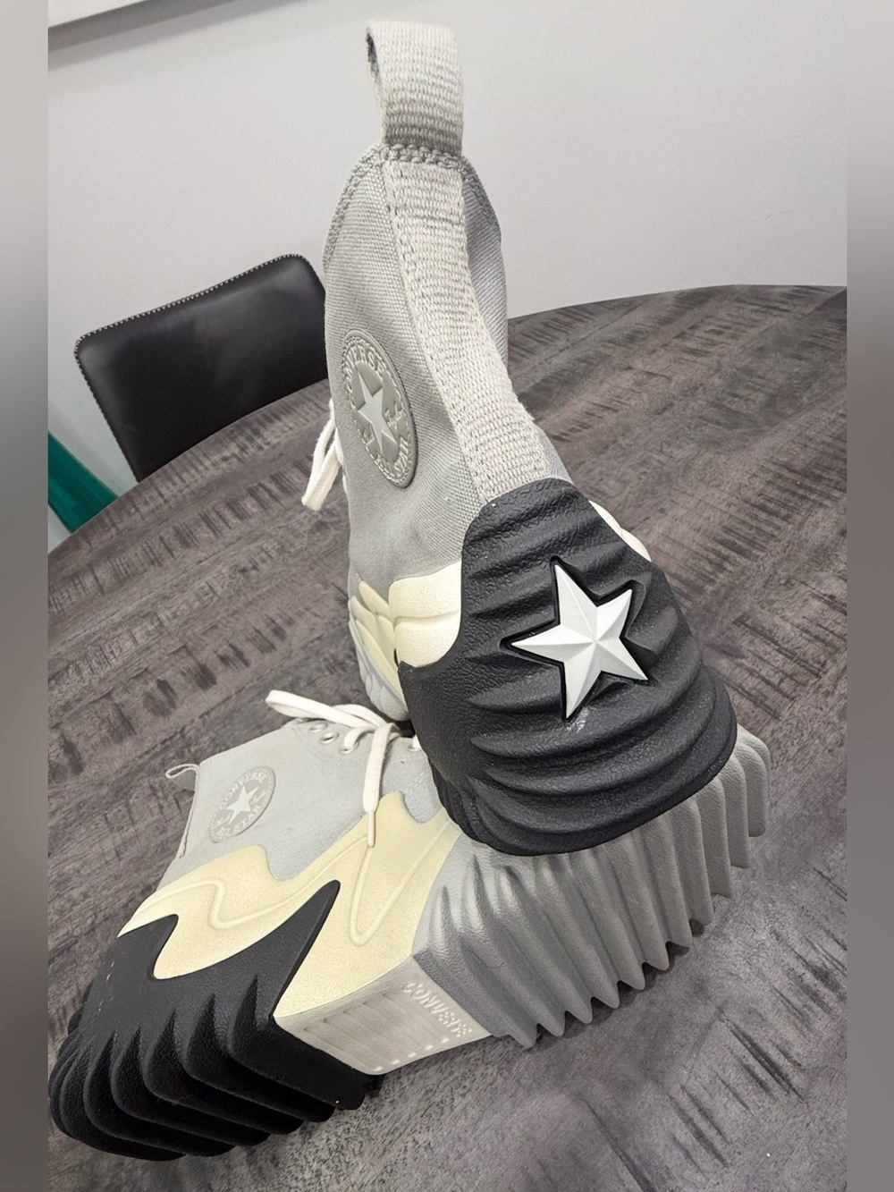 Converse Light Gray & Cream Platform Sneaker